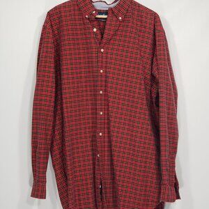 Vintage Ralph Lauren Classic Fit Red Black Plaid Buttondown Mens Shirt Size 2XLT